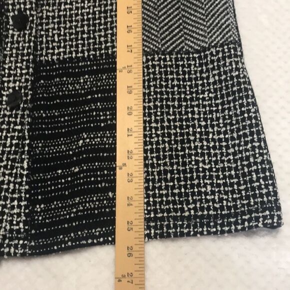 Chico’s Design Patchwork Look Jacket Button Front Black & White Size 1 Medium - Picture 10 of 12